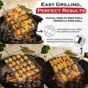 SHIZZO BBQ Grill Basket Set for Outdoor Cooking