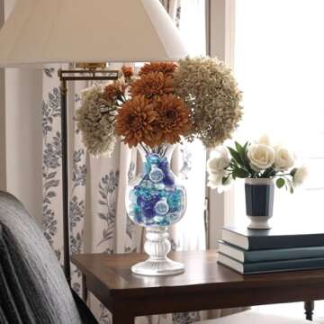 FUTUREPLUSX 5 Lb Flat Glass Marbles, 500PCS Blue Mixed Color Flat Gems Decorative Glass Stones Vase Filler Beads Table Scatter Decor