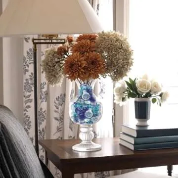 FUTUREPLUSX 5 Lb Flat Glass Marbles, 500PCS Blue Mixed Color Flat Gems Decorative Glass Stones Vase Filler Beads Table Scatter Decor