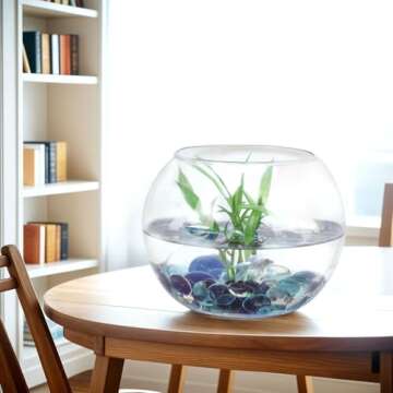 FUTUREPLUSX 5 Lb Flat Glass Marbles, 500PCS Blue Mixed Color Flat Gems Decorative Glass Stones Vase Filler Beads Table Scatter Decor