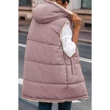 PRETTYGARDEN Womens 2025 Fall Reversible Vests Sleeveless Fleece Jacket Zip Up Hoodie Pockets Long W...