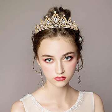 SuPoo Crowns for Women Gold Tiara and Crown Queen Birthday Tiara AB Crystal Headband Rhinestone Hair...