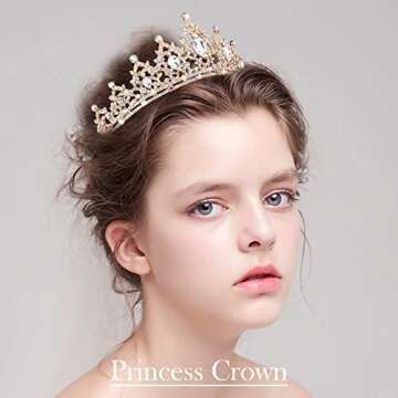 SuPoo Crowns for Women Gold Tiara and Crown Queen Birthday Tiara AB Crystal Headband Rhinestone Hair Accessories Shiny Princess Decoration for Wedding Party Prom Gifts