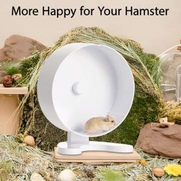 8.5" Super Silent Hamster Wheel for Hamster Exercise Wheel for Gerbil, Syrian & Dwarf, Chinchilla and More Small Animal Running Wheels with Stable Stand, White