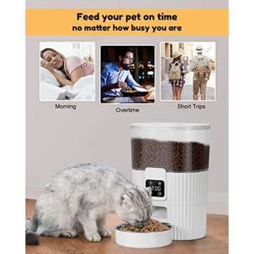 Automatic Cat Feeder, Automatic Dog Feeder, 3.5L Cat Food Dispenser Pet, Automatic with Timer Cat Feeders Indoor Cats, Dog Food Dispenser Automatic Auto Dog Feeder Cat Self Feeder, Timed Cat Feeders