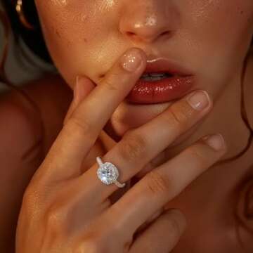 UFOORO CZ Fake Engagement Rings Solitaire Crystal Women's Engagement Rings Cubic Zirconia Wedding Ba...