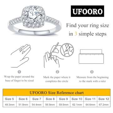 UFOORO CZ Fake Engagement Rings Solitaire Crystal Women's Engagement Rings Cubic Zirconia Wedding Band Gift Fake Diamond Rings(White-W, 7)