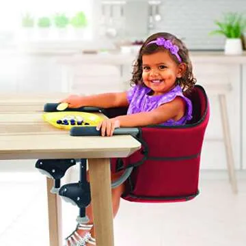 Chicco Caddy Hook-On Chair, Portable High Chair for Babies and Toddlers, for Children up to 37 lbs., Lightweight, Compact Fold | Red