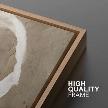 MUDECOR Framed Canvas Print Wall Art Abstract Whimsy Contemporary Beige Loop Modern Art Minimalist Multicolor Cool for Living Room, Bedroom, Office - 16"x24" Natural