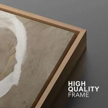 MUDECOR Framed Canvas Print Wall Art Abstract Whimsy Contemporary Beige Loop Modern Art Minimalist Multicolor Cool for Living Room, Bedroom, Office - 16"x24" Natural