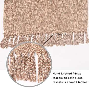 Boho Bathroom Rug Vintage Coffee Nordic Hand Woven Chindic Entry Way Rug | Rag Rug with Tassels Cotton Modern Floor Mat for Door Porch Kitchen, 2x3 Feet