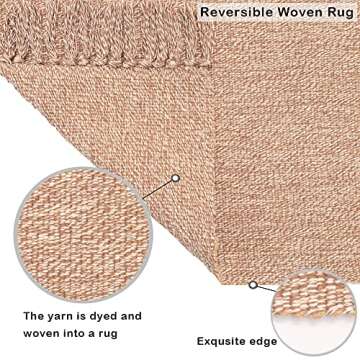 Boho Bathroom Rug Vintage Coffee Nordic Hand Woven Chindic Entry Way Rug | Rag Rug with Tassels Cotton Modern Floor Mat for Door Porch Kitchen, 2x3 Feet
