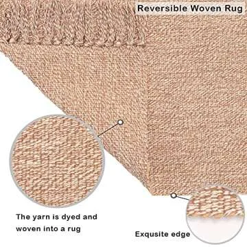 Boho Bathroom Rug Vintage Coffee Nordic Hand Woven Chindic Entry Way Rug | Rag Rug with Tassels Cotton Modern Floor Mat for Door Porch Kitchen, 2x3 Feet