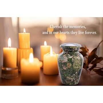 Small Keepsake Cremation Urns for Human Ashes - Marble Finish Metal Keepsake Urn - Mini Cremation Ur...