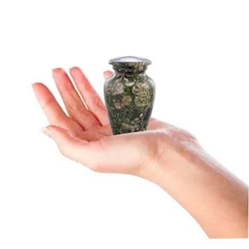 Small Keepsake Cremation Urns for Human Ashes - Marble Finish Metal Keepsake Urn - Mini Cremation Urn for Pet Ashes - Handcrafted Memorial Urn - Funeral Urns with Velvet Bag (Emerald Marinace)