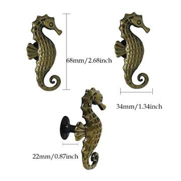 WhaGaay Sea Horse Cabinet Knobs 5Pcs Retro Hippocampus Drawer Pulls Handles Marine Style Zinc Alloy ...