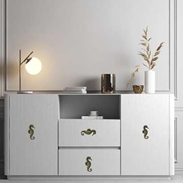 WhaGaay Sea Horse Cabinet Knobs 5Pcs Retro Hippocampus Drawer Pulls Handles Marine Style Zinc Alloy Knobs Handler -Single Hole Handles for Kitchen Cupboard Doors Closet Hardware