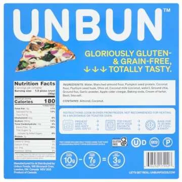 Unbun Crusts - Gluten Free, Keto, Vegan, Paleo, Grain Free Pizza Crust - 6g Low Net Carb, 14g Protein Crust - For All Diets Made with Natural Ingredients - 2 Crusts per Box (3 Pack)
