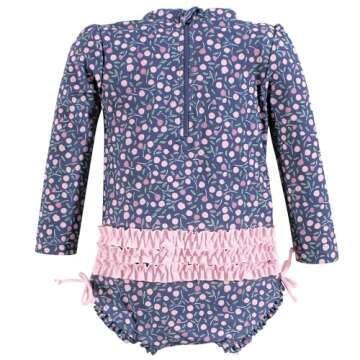 Hudson Baby Baby Girl's Toddler Swimsuit, Dainty Peony