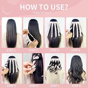 BUKBUVLO Heatless Hair Curlers No Heat Curls Roller Ribbon Curlers Headband Soft Hair Rollers for Women Girls DIY Tools Heatless Curling for Sleep in Overnight for Long Hair (Upgrade Pink)