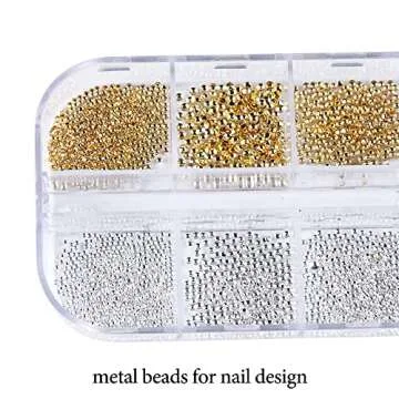 3D Nails Art Metal Charms Gold Nail Micro Caviar Beads Nail Studs for Women Rivet Nail Art Jewels Decoration Pixie Crystal for Nails Rhinestones Kit Professional Manicure Supplies