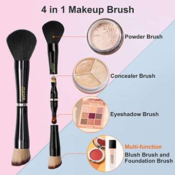 Jilier Travel Makeup Brushes with Case – 4 in 1 Makeup Brush Set for All Makeup Lovers
