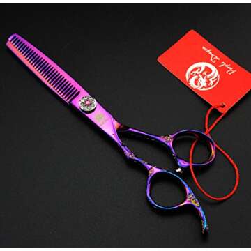 Purple Dragon 6.0" Left Hand Professional Salon Hair Cutting Scissors and Thinning Shears - Perfect ...