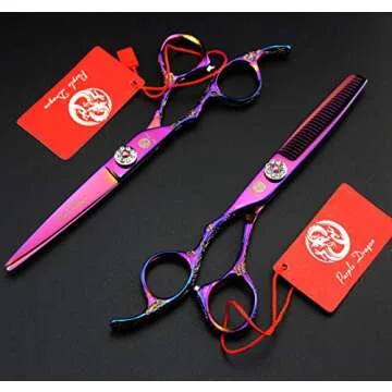 Purple Dragon 6.0" Left Hand Professional Salon Hair Cutting Scissors and Thinning Shears - Perfect for Left-handed Hairdresser