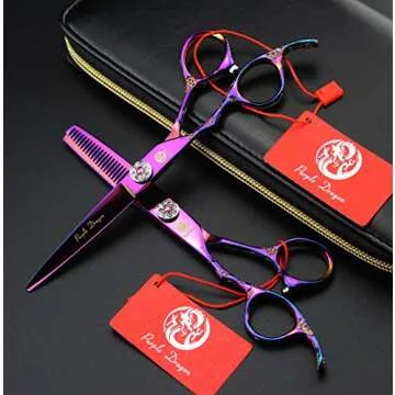 Purple Dragon 6.0" Left Hand Professional Salon Hair Cutting Scissors and Thinning Shears - Perfect for Left-handed Hairdresser