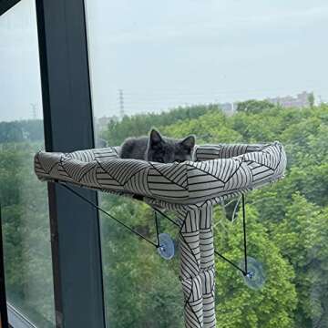 Cat Hammock Window Seat for Indoor Cats,Lower Support Safety Iron Cat Window Perch,Cat Enjoys 360 °...