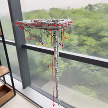 Cat Hammock Window Seat for Indoor Cats,Lower Support Safety Iron Cat Window Perch,Cat Enjoys 360 ° Sunbathing On The Window Hammock (White Diamond Hammock)