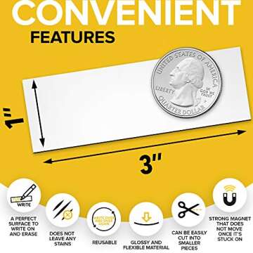 Dry Erase Magnetic Labels - Reusable Sticky Notes - Magnetic Notepads for Refrigerator - Dry Erase M...