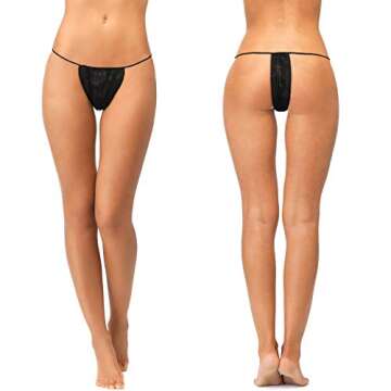 Giugu womens 50 Pieces Disposable Thong Spa T Tanning Wraps Panty Underwear, Black, 20