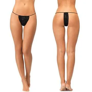 Giugu womens 50 Pieces Disposable Thong Spa T Tanning Wraps Panty Underwear, Black, 20