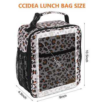 CCidea Lunch Bag for Women Men Kids, Reusable Lunch Box for Work/Office/School, Leakproof, Insulated Lunch Tote Bag Cooler Lunch Container (Leopard Print)