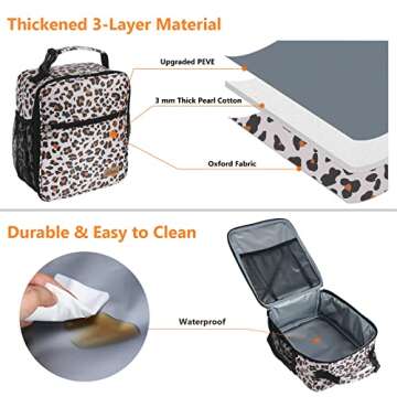 CCidea Lunch Bag for Women Men Kids, Reusable Lunch Box for Work/Office/School, Leakproof, Insulated Lunch Tote Bag Cooler Lunch Container (Leopard Print)