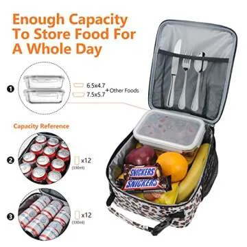 CCidea Lunch Bag for Women Men Kids, Reusable Lunch Box for Work/Office/School, Leakproof, Insulated Lunch Tote Bag Cooler Lunch Container (Leopard Print)