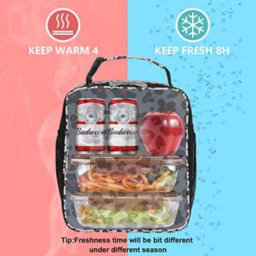 CCidea Lunch Bag for Women Men Kids, Reusable Lunch Box for Work/Office/School, Leakproof, Insulated Lunch Tote Bag Cooler Lunch Container (Leopard Print)
