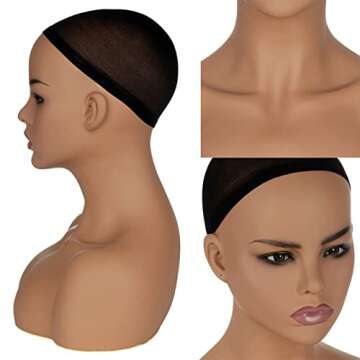 PVC Mannequin Head Model Realistic Mannequin Bust Wig Heads For Hat Wigs Sunglasses Jewerly Displaying