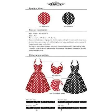 Anni Coco Women's Halter Polka Dots 1950s Vintage Swing Tea Dress - Small - 1st - Black & White Dots