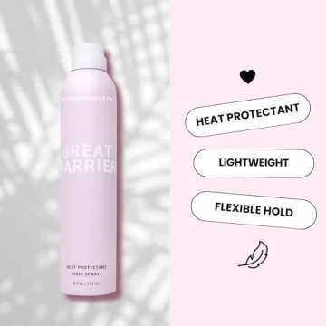 Beachwaver Great Barrier Heat Protectant Hair Spray - Multi-Purpose Treatment for Heat Protection Before Styling for Flexible Hold & No Frizz - Polynesian Pink Sugar Scent (8.4 Fl Oz)