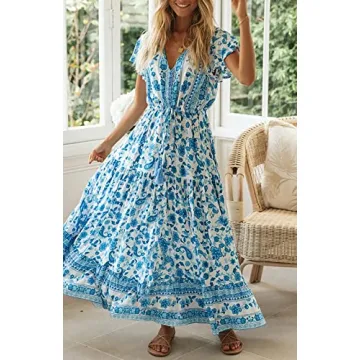 R.Vivimos Summer Floral Print Cotton Dress for Women