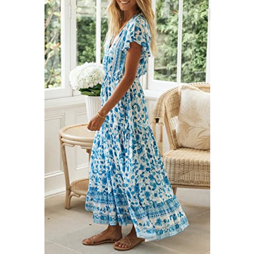 R.Vivimos Summer Floral Print Cotton Dress for Women