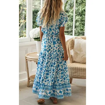 R.Vivimos Summer Floral Print Cotton Dress for Women