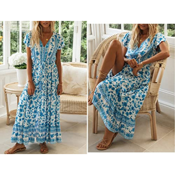 R.Vivimos Summer Floral Print Cotton Dress for Women