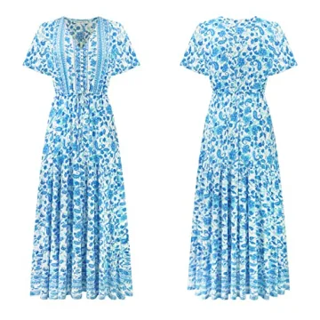 R.Vivimos Summer Floral Print Cotton Dress for Women