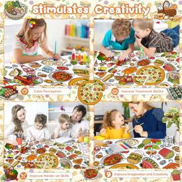 DDMY Giant Coloring Poster - Interactive Food Theme Tablecloth for Creative Fun