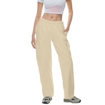 QIBABU Women's Fleece Cargo Joggers with Pockets