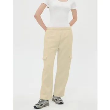 QIBABU Women's Fleece Cargo Joggers with Pockets