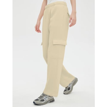 QIBABU Women's Fleece Cargo Joggers with Pockets